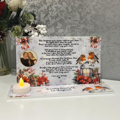 Christmas memorial tealight keepsake with personalised photograph