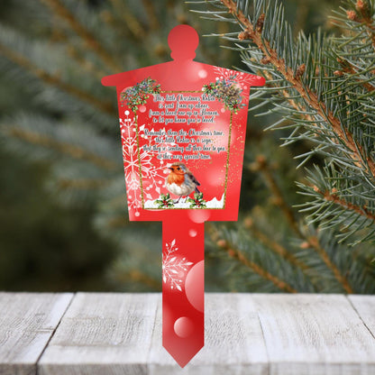 Christmas robin memorial lantern grave marker for a loved one