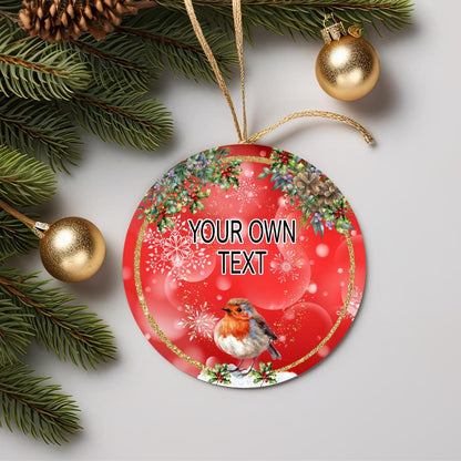 Christmas robin memorial bauble with treasured photograph