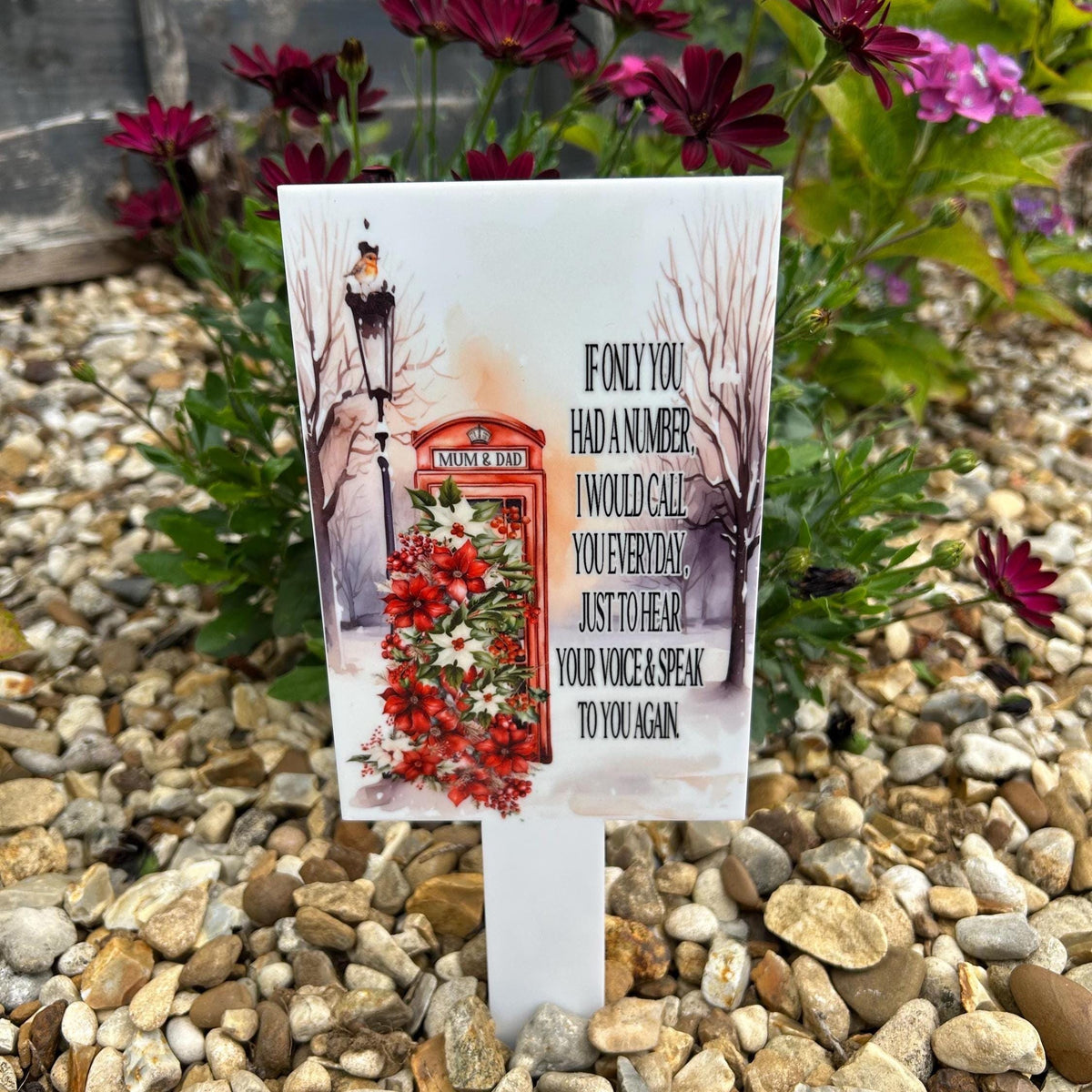 Christmas robin remembrance grave marker for a loved one