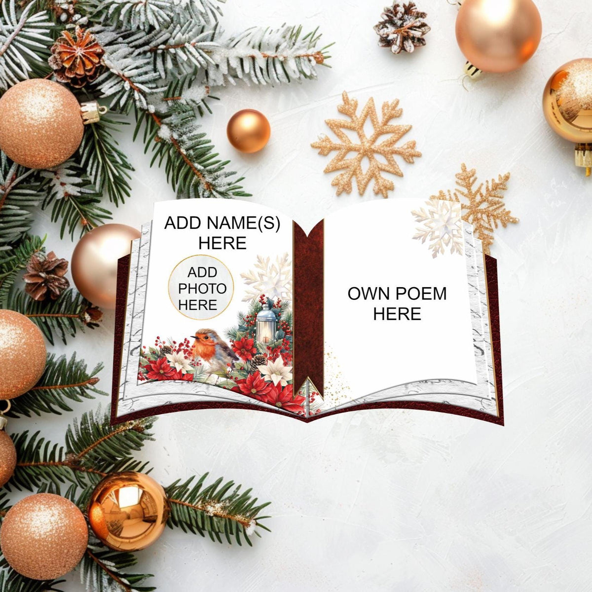 Christmas tree memorial open book hanging decoration