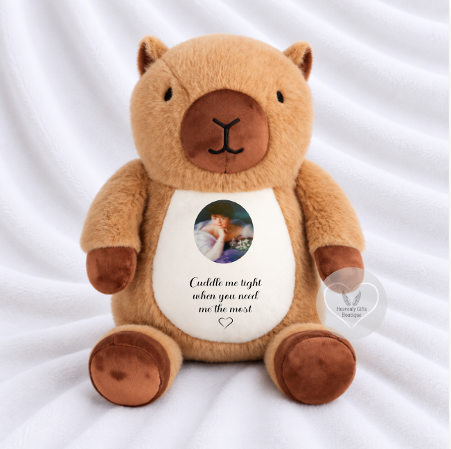 Cuddle From Heaven capybara memory bear personalised with a treasured photograph