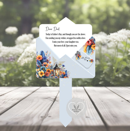 Dear Dad letter to heaven memorial grave marker with remembrance poem