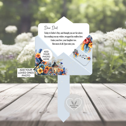 Dear Dad memorial grave marker with remembrance poem and personalised photo