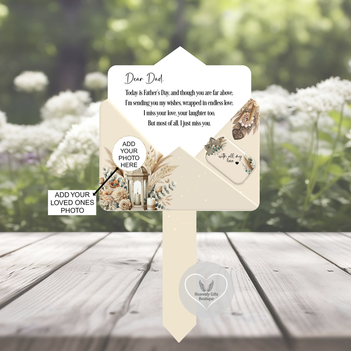 Dear Dad memorial poem grave marker with treasured photograph
