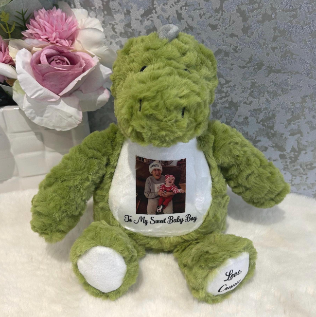 Dinosaur bereavement memory teddy personalised for a loved one