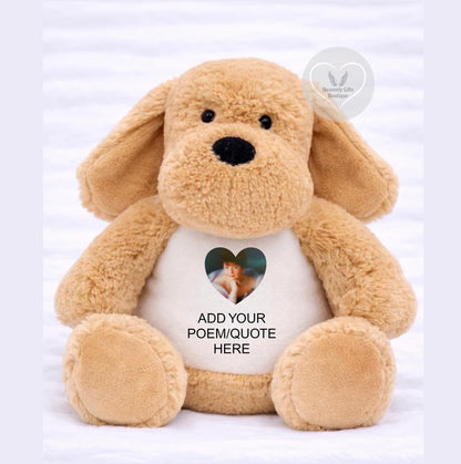 Dog bereavement keepsake memory bear with photo