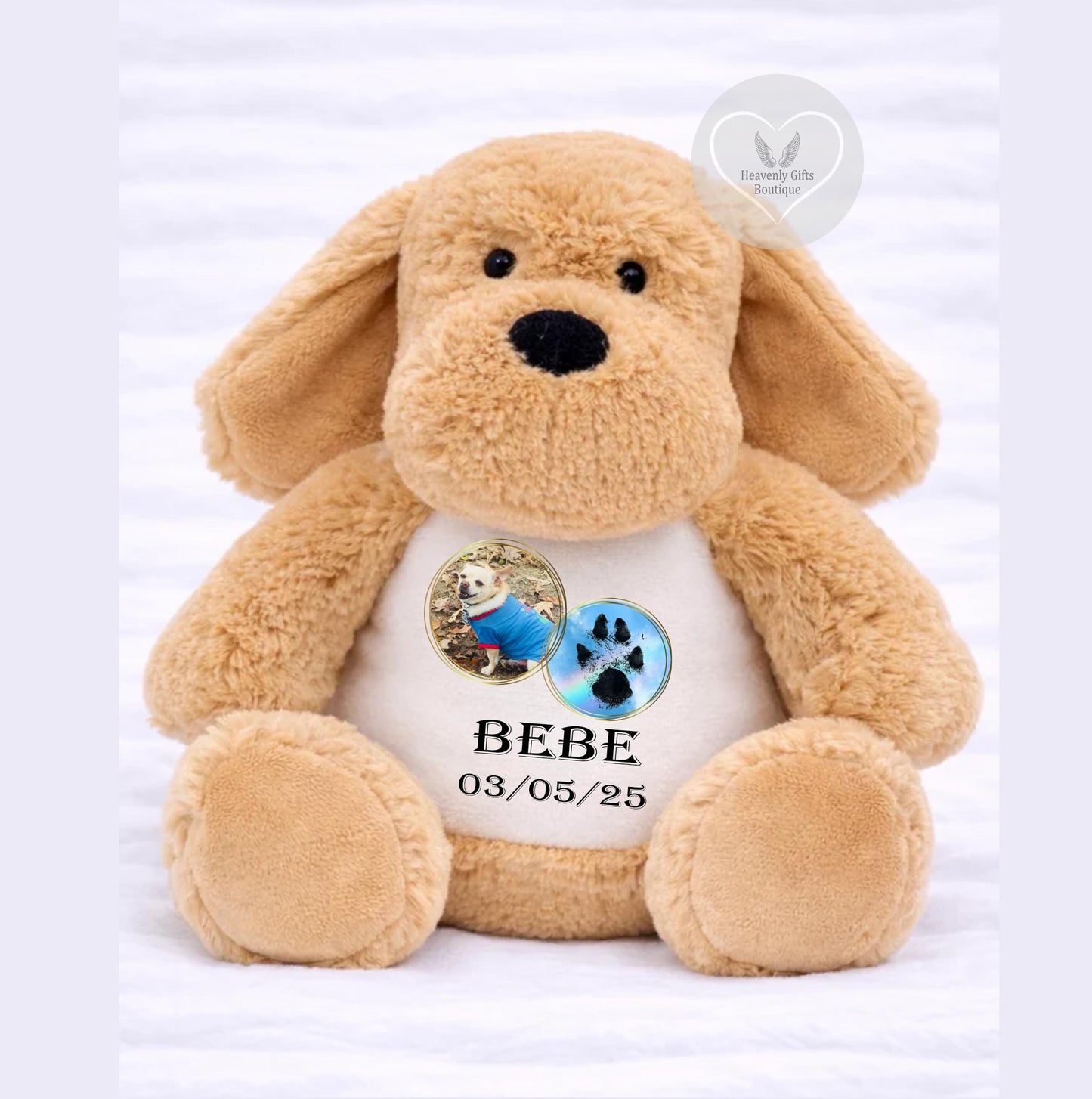 Dog bereavement memorial teddy with personalised photo