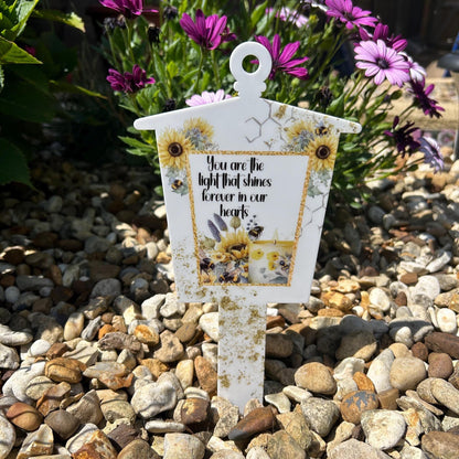 Sunflowers & Bee Lantern Grave Marker