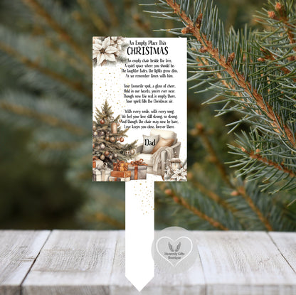 An Empty Place This Christmas grave marker with remembrance poem