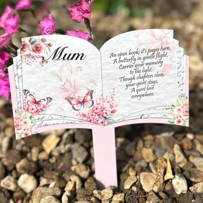 Butterfly Memorial Open Book Grave Marker