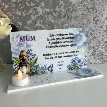 Mothers Day In Loving Memory Memorial Candle Holder Tealight Plaque