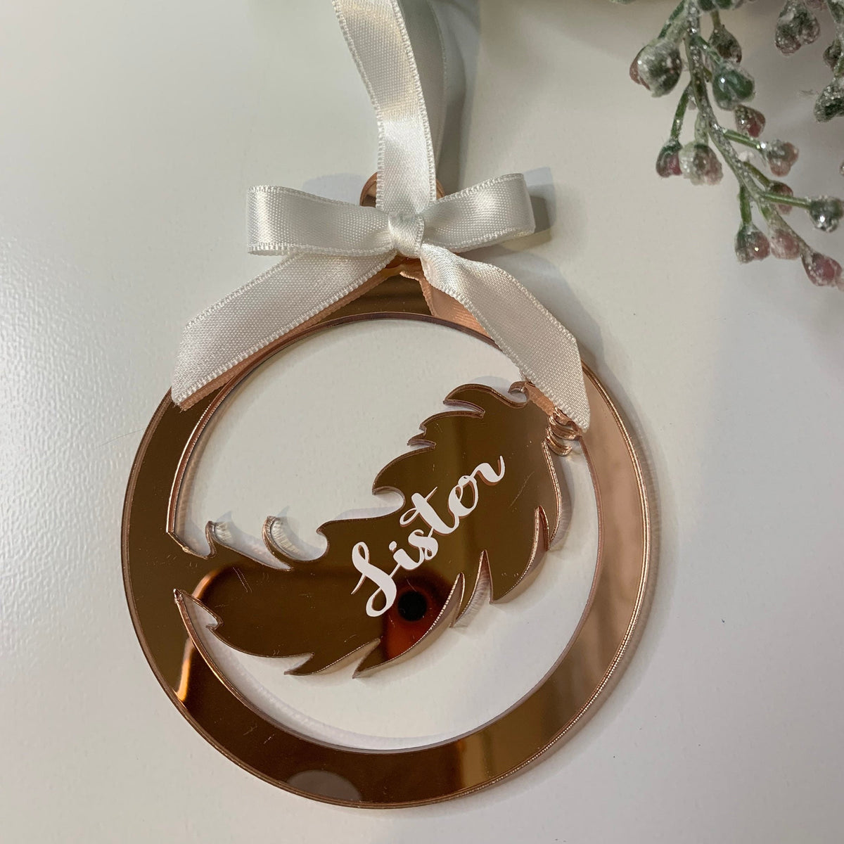 Feather memorial decoration for the Christmas tree