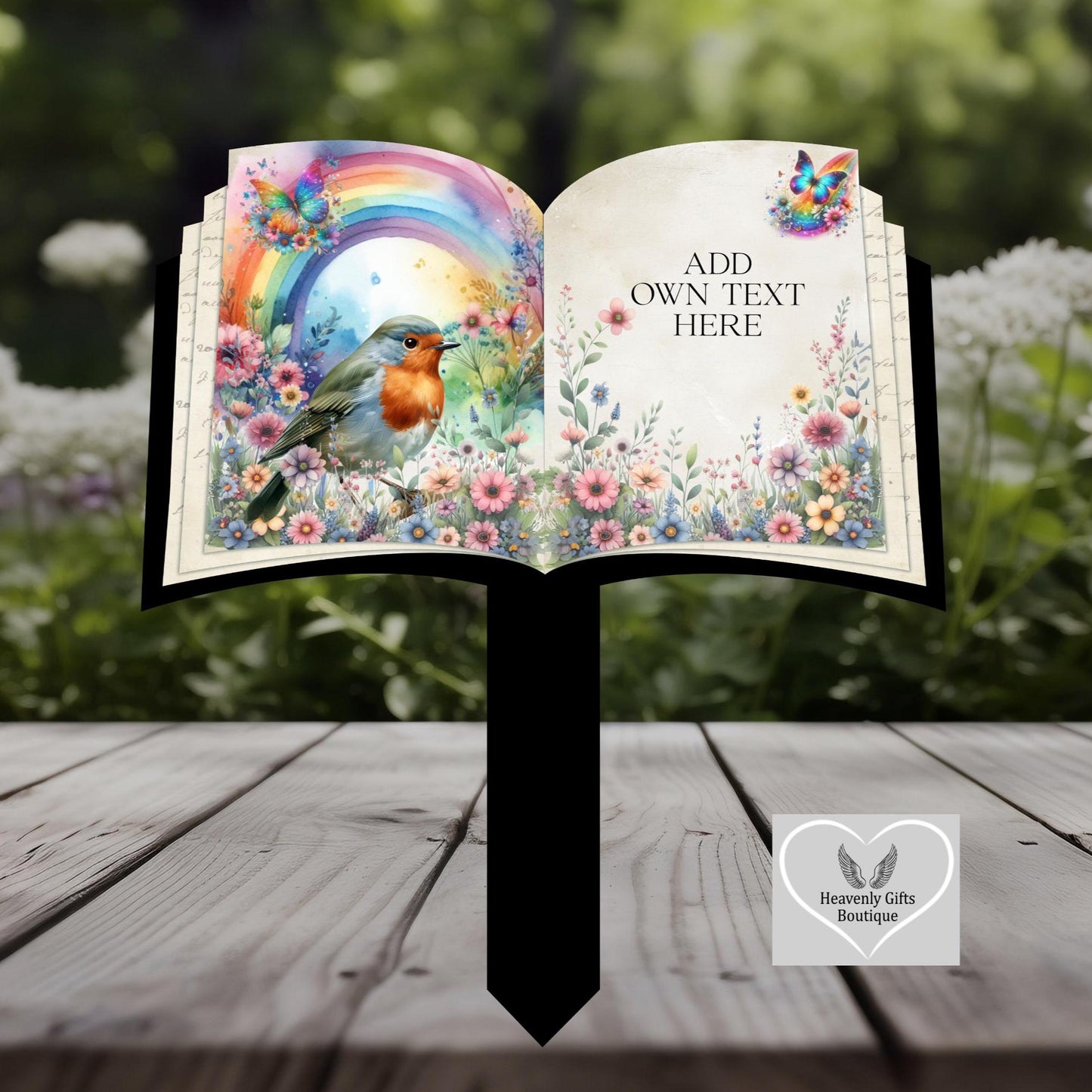 Floral Rainbow Robin Poem Memorial Grave Marker