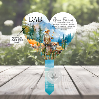 Fishing-themed remembrance grave marker personalised for a loved one