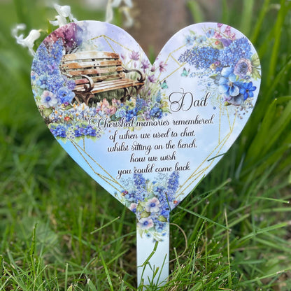 Flower bench heart memorial grave marker personalised for someone deeply missed