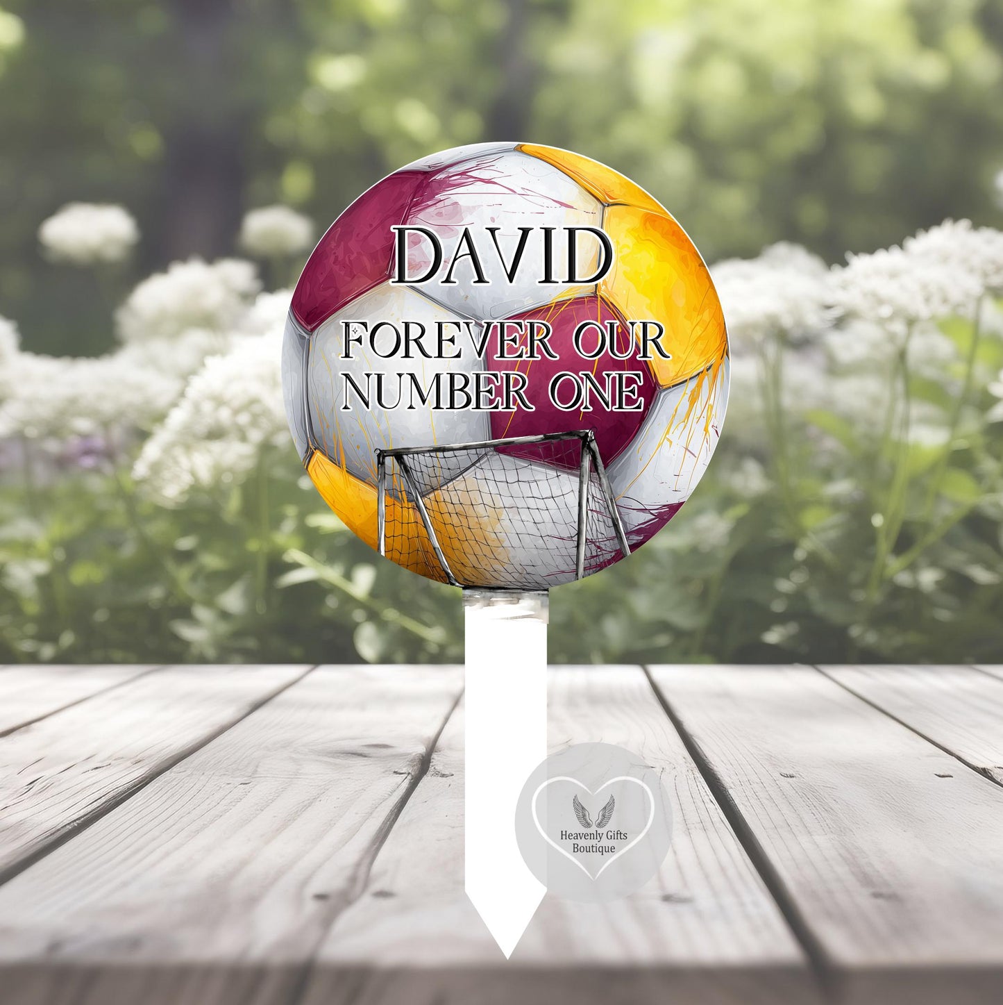 Forever Our Number One football remembrance grave marker