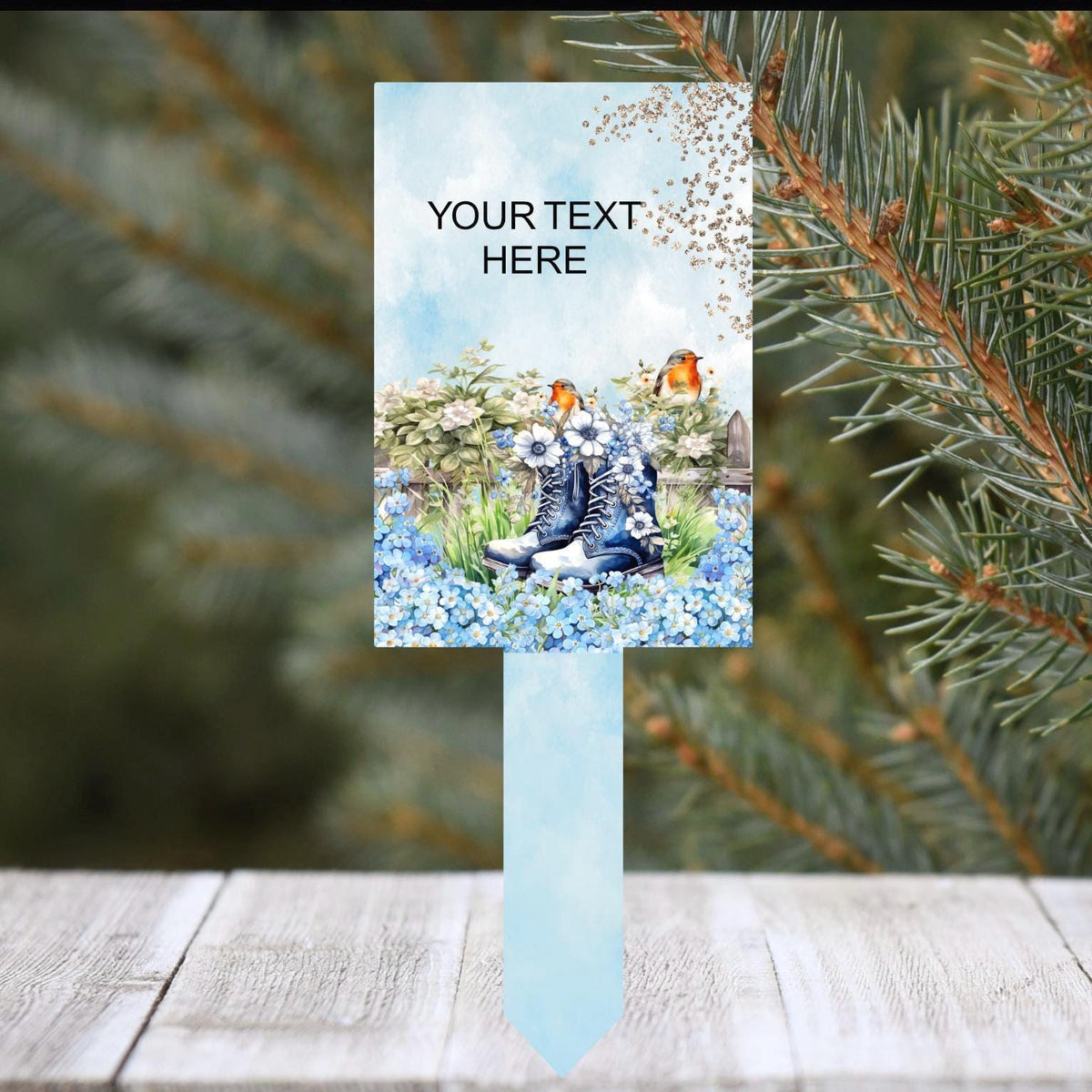 Forget Me Knot robin memorial marker for grave or remembrance garden