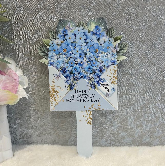 Forget-me-not flower bouquet memorial marker personalised for someone special