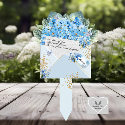 Forget-me-not flower grave marker for a lasting remembrance tribute
