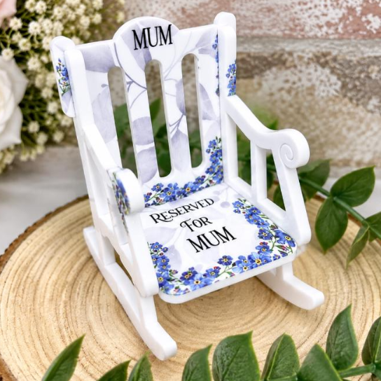 Personalised forget me not memorial rocking chair