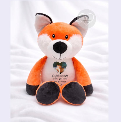 Fox remembrance teddy bear personalised with photo