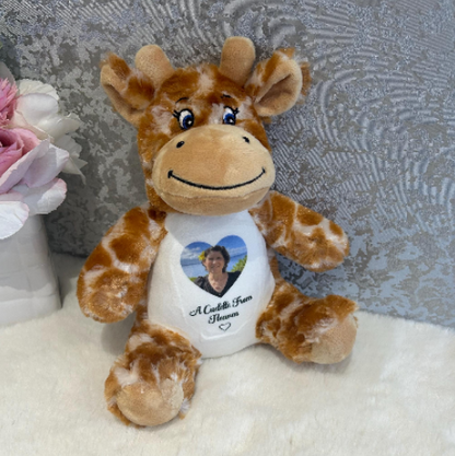Personalised giraffe memorial bear photo keepsake