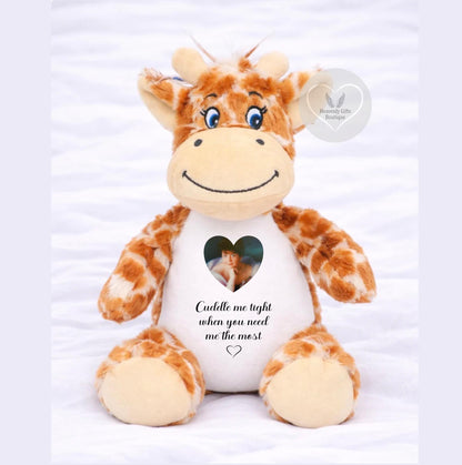 Giraffe photo memory bear personalised with photograph