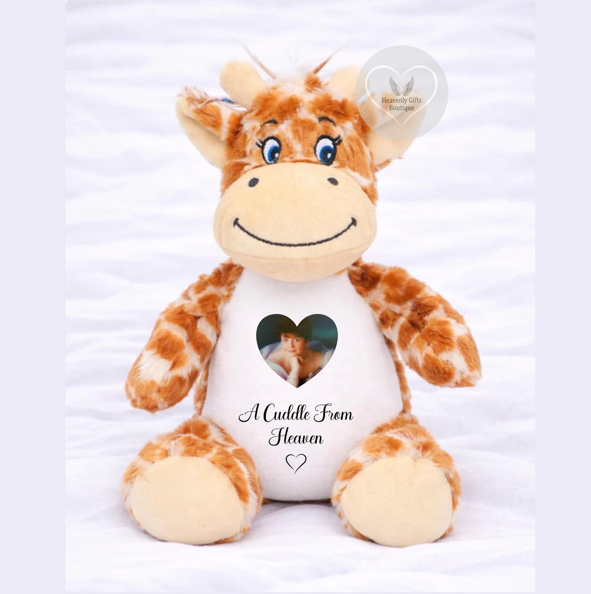 Giraffe remembrance memory bear with personalised photo