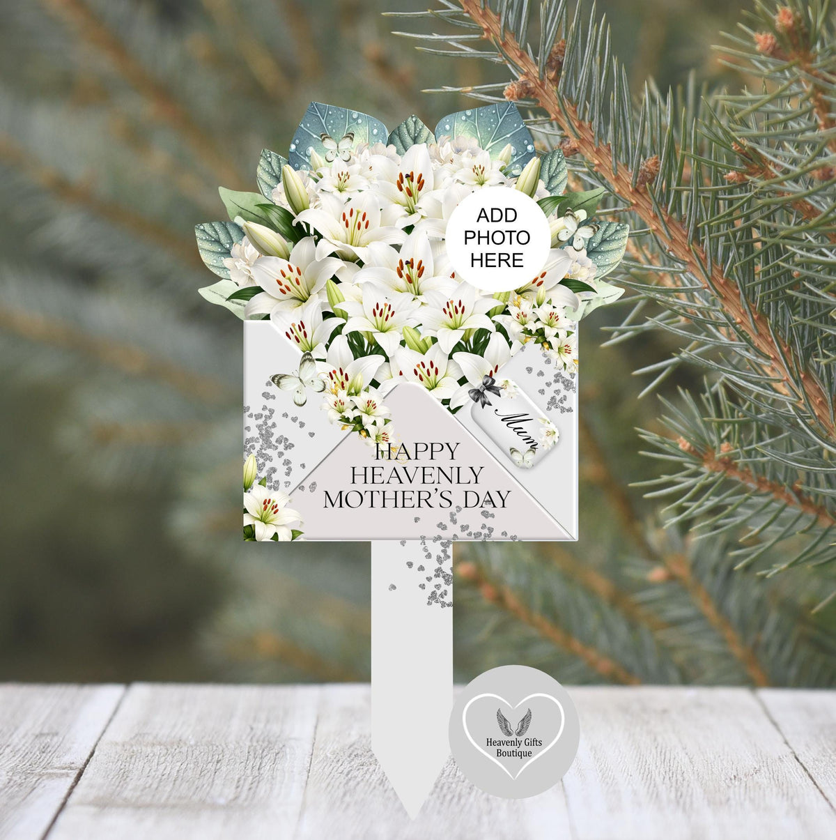 Grey and white grave marker personalised with your own memorial text