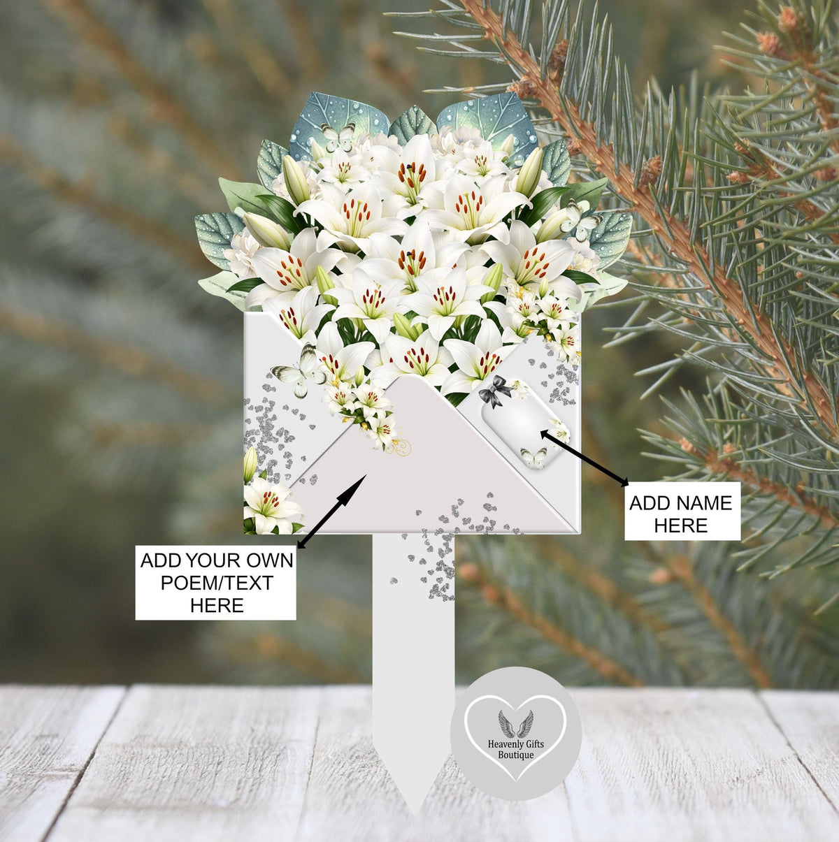 Grey and white Letter to Heaven memorial grave marker