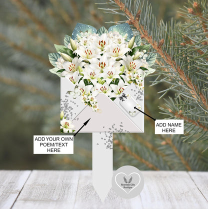 Grey and white Letter to Heaven memorial grave marker