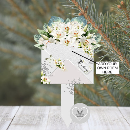 Grey and white Letter to Heaven grave marker with your own poem
