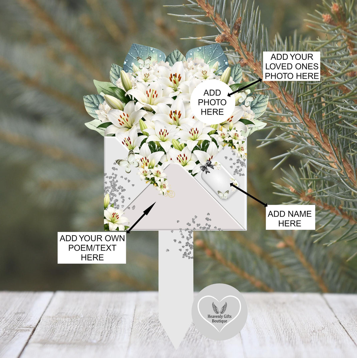 Grey and white Letter to Heaven marker personalised with your own wording