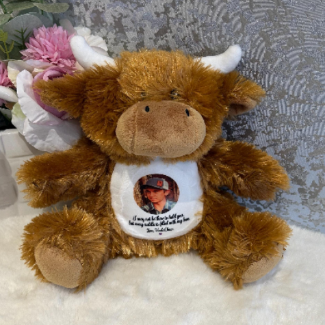 Highland Cow remembrance keepsake with personalised photo
