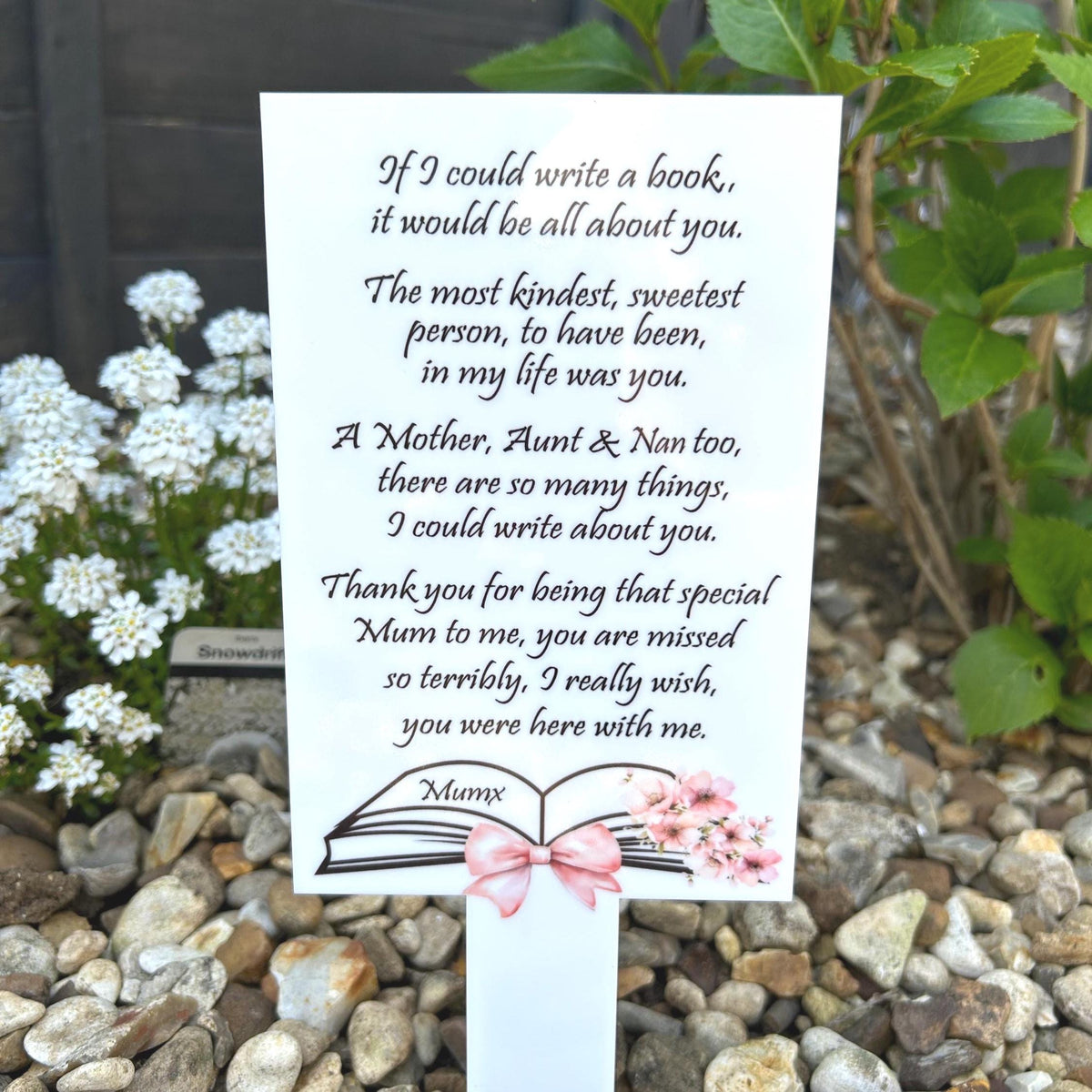 If I Could Write A Book grave marker memorial for Mum, Nan or Aunt