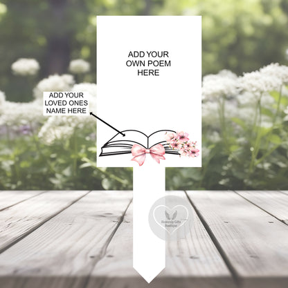 If I Could Write A Book grave marker personalised with your own wording