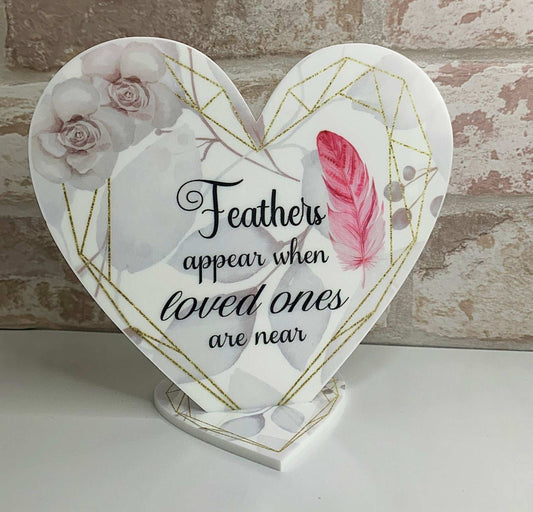 In Memory Plaque| Robins appear| Feathers appear plaque| In Memory Heart Plaque| Memorial Gift| In Memory Gift| Bereavement Keepsake|
