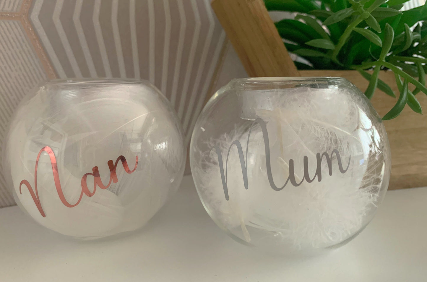 Personalised Tealight| Memory Feather Filled Glass Tealight Holder In Memory Of Gift| Bereavement Gift| Remembrance Gift| Memorial Candles