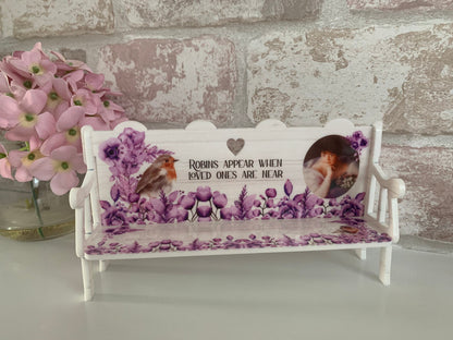 Memorial bench, Memorial small decoration bench, In memory of, Acrylic bench, Personalised Memorial Bench Photograph, Memorial Keepsake Gift