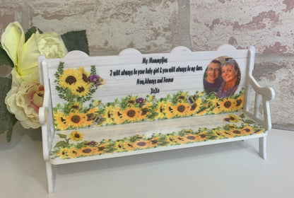 Memorial bench, Memorial small decoration bench, In memory of, Acrylic bench, Personalised Memorial Bench Photograph, Memorial Keepsake Gift