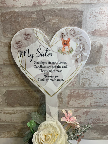 Personalised Poppy Grave Marker| In Memory Of Heart Grave Marker| Memorial Grave Decoration| Grave Ornament| Cemetery Garden Remembrance