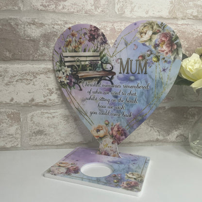 Mum Memorial Ornament| Memorial Heart Tealight Holder| Grave Decotation| Heart Tealight holder| Remembrance Ornament| Loss Of A Loved One