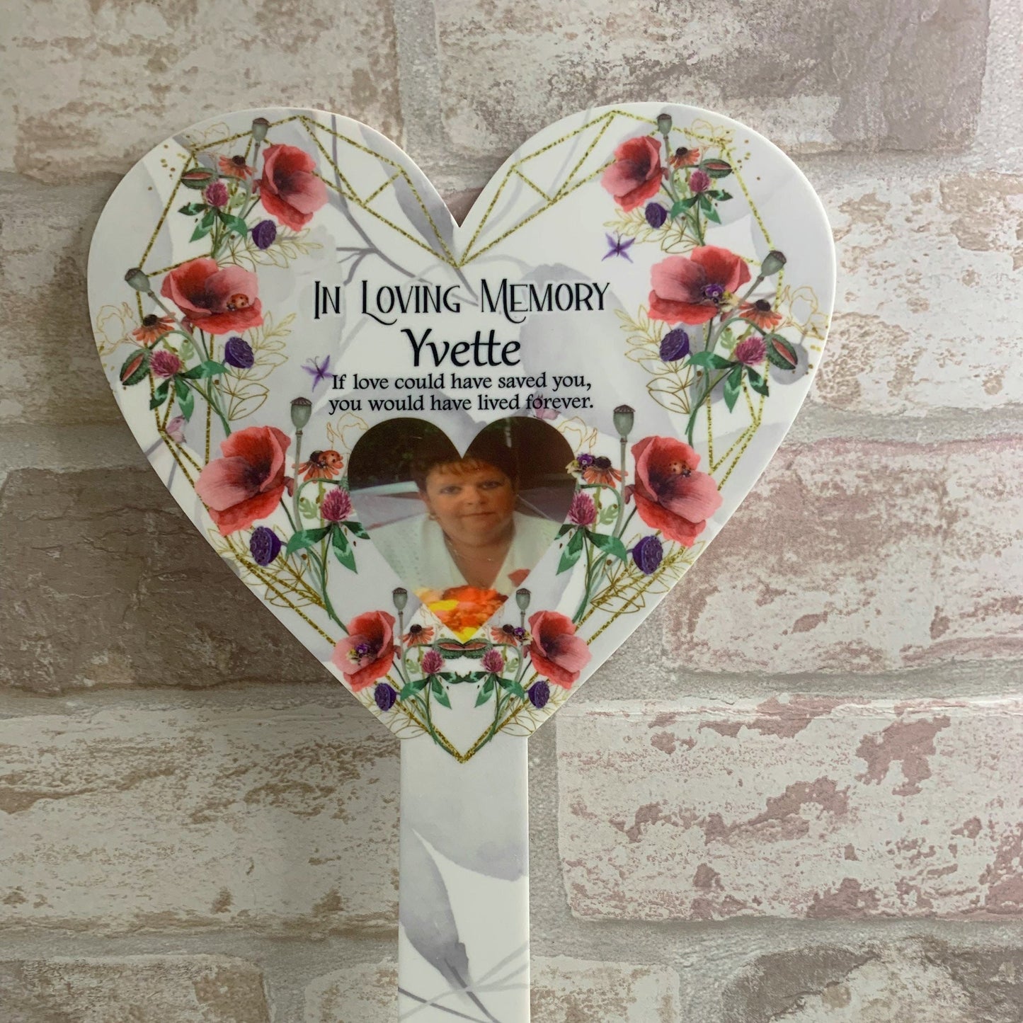 Personalised Poppy Grave Marker| In Memory Of Heart Grave Marker| Memorial Grave Decoration| Grave Ornament| Cemetery Garden Remembrance