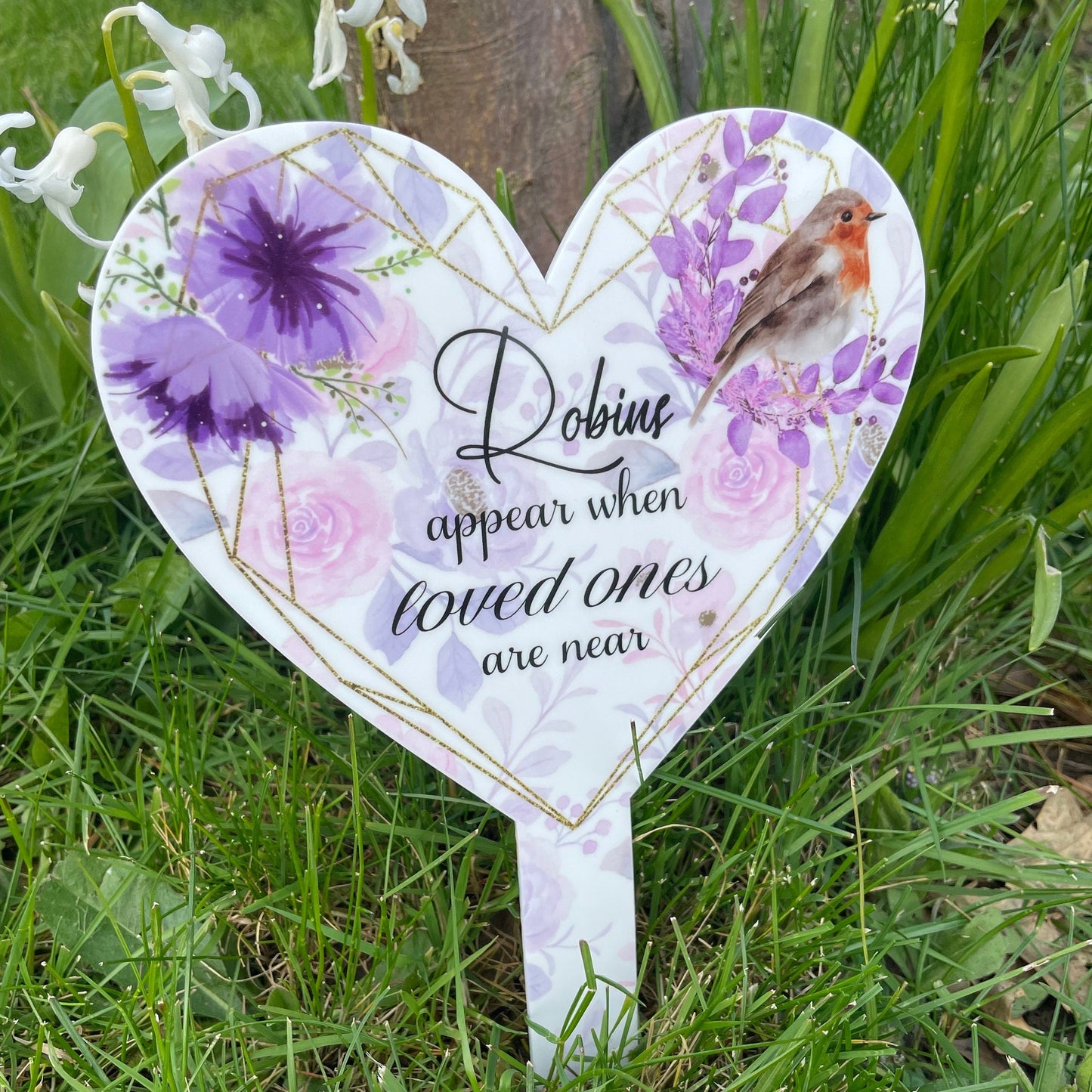 Robins Appear When Loved Ones Are Near Grave Marker| Memorial Grave Marker| In Memory Grave Ornament| Memorial Plaque| Remembrance Marker