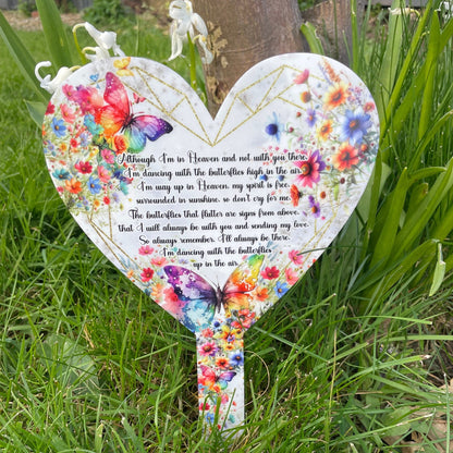 Butterfly's Poem Heart Grave Marker