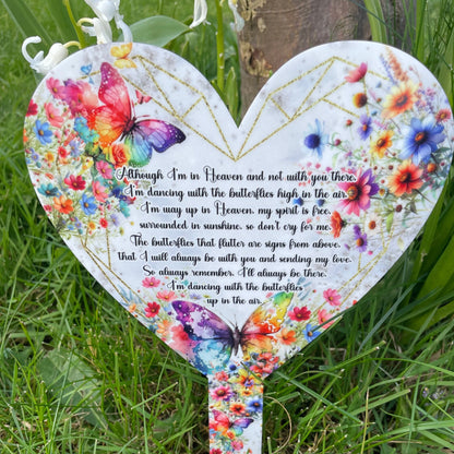 Butterfly's Poem Heart Grave Marker