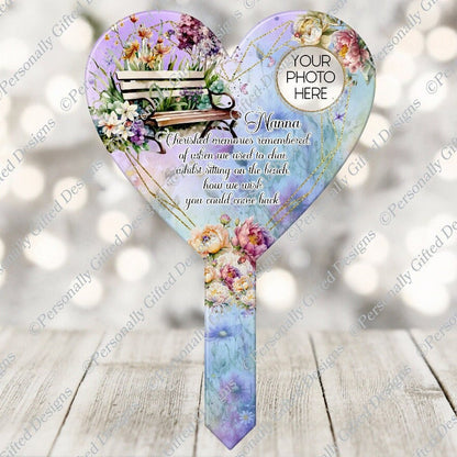 Floral Bench Memorial Heart Grave Marker