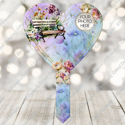 Floral Bench Memorial Heart Grave Marker