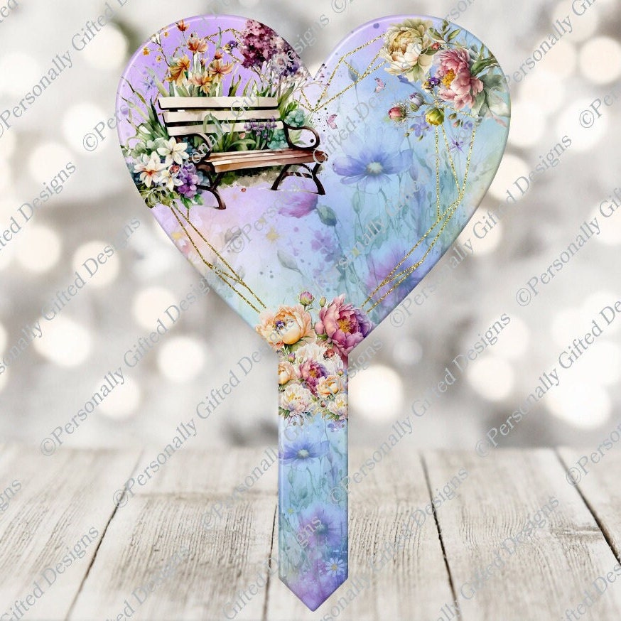 Floral Bench Memorial Heart Grave Marker